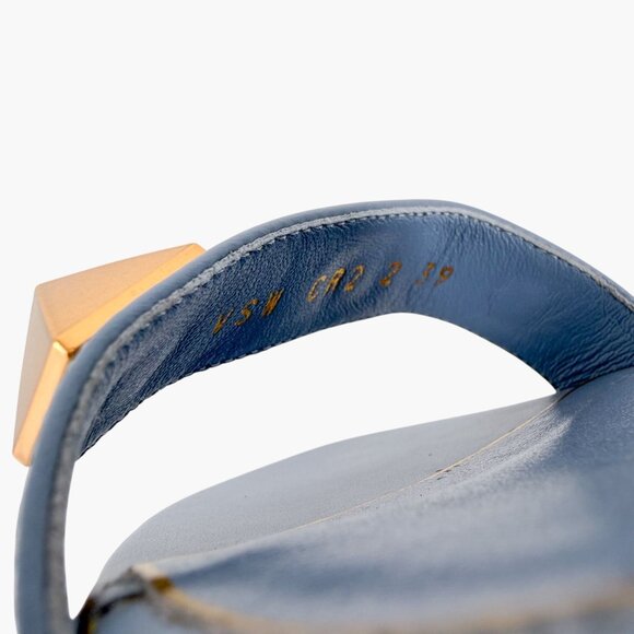 Valentino Garavani Roman Stud Block Heel Sandals Blue Leather Size 39 US 9 - Picture 15 of 15